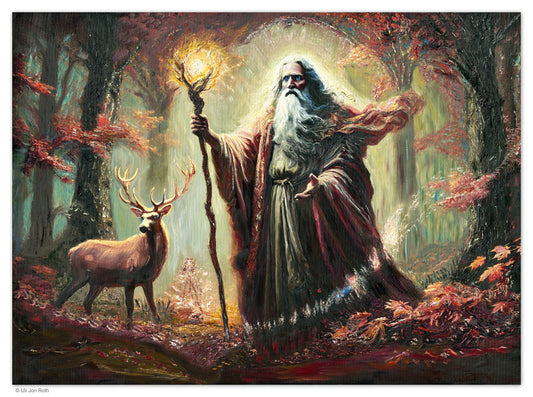 "GANDALF IN THE FOREST OF WISDOM" by Uli Jon Roth 2025 - fine Art print on canvas